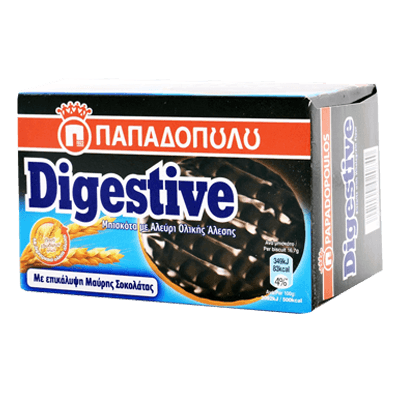 Μπισκότα Digestive με μαύρη σοκολάτα Παπαδόπουλου
